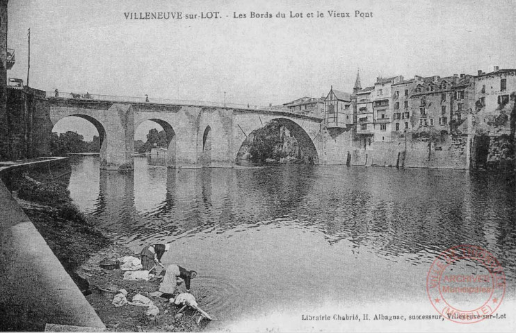 Cartes d'Autrefois (1890-1920) - Transports et communications - Villeneuve-sur-Lot - Les Bords du Lot et le Vieux Pont