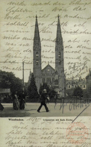 Wiesbaden. Luisenplatz mit Kath.Kirche.