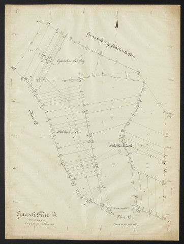Garsch, Flur 14 Massstab 1:1000. Angefertigt im Jahre 1906.