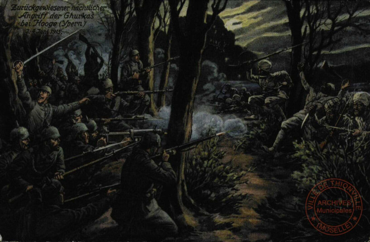 Zurückgewiesener nächtlichter Angriff der Ghurkas bei Hooge (Ypern) - 3.4. Juni 1915