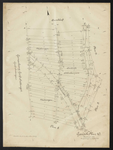 Garsch, Flur 10 Massstab 1:1000. Angefertigt im Jahre 1906.