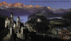 Kgl.Schloss Neuschwanstein 1008m mit Bilck auf Hohenschwangau.