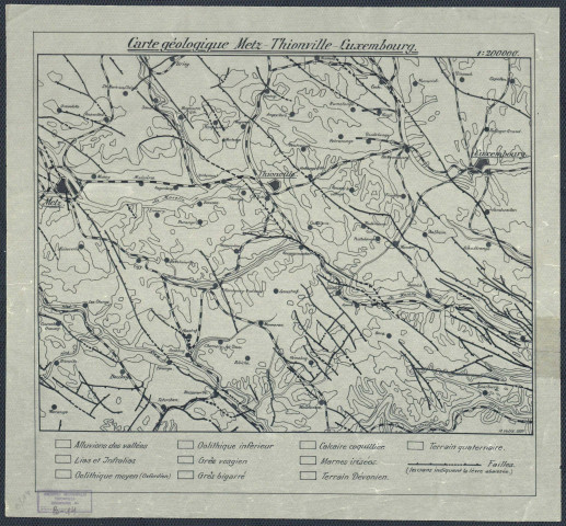 CARTE GEOLOGIQUE METZ-THIONVILLE-LUXEMBOURG