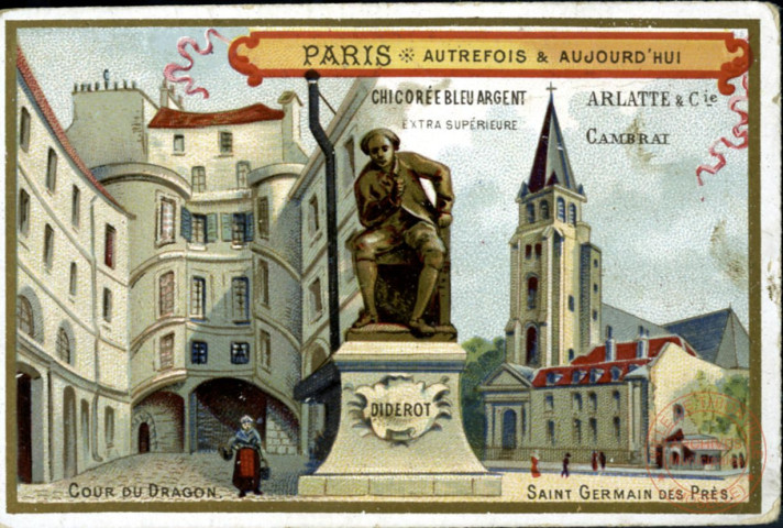 Paris: cour du dragon, Saint Germain des Près ; statue DIDEROT