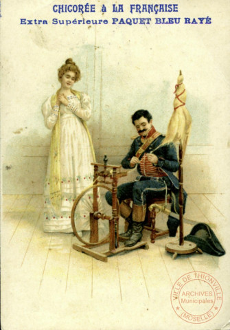 Femme en costume du XIXème avec un militaire