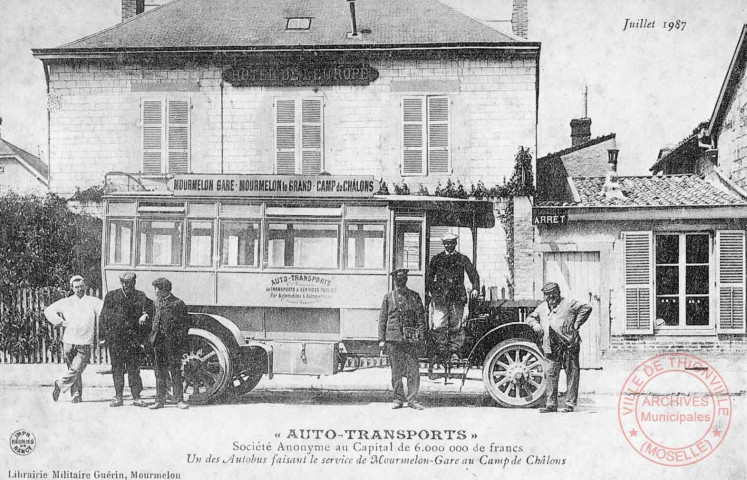 Cartes d'Autrefois (1890-1920) - Transports et communications - "Auto-transports" - Un des autobus faisant le service de Mourmelon-gare au Camp de Châlons