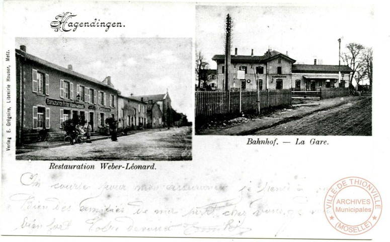 Hagendingen - Restauration Weber-Léonard - Bahnhof / La Gare - Restaurant Weber-Léonard