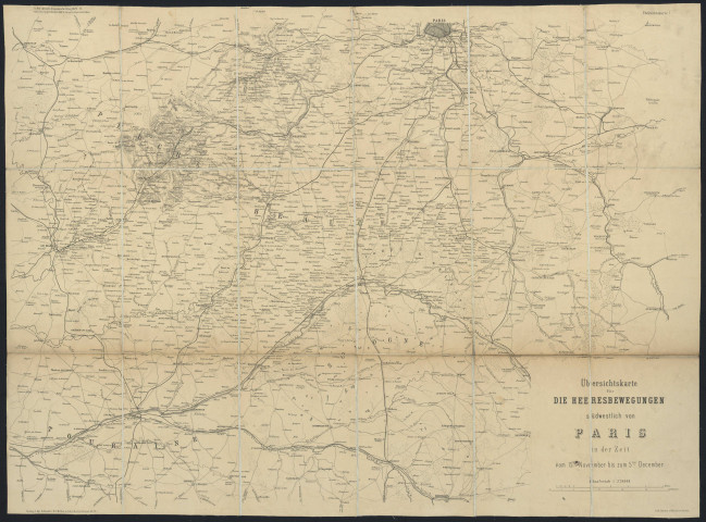UEBERSICHTSKARTE FÜR DIE HEERESBEWEGUNGEN SÜDWESTLICH VON PARIS IN DER ZEIT VOM 15ten NOVEMBER BIS ZUM 5ten DEZEMBER