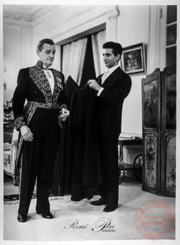 Marcel Pagnol à gauche et Gilbert Bécaud