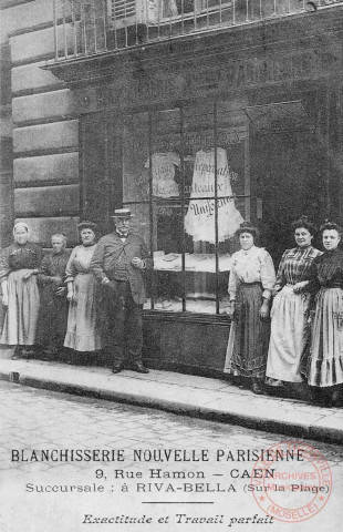 Cartes d'Autrefois (1890-1920) - Commerce, foires et marchés - Caen - Blanchisserie nouvelle parisienne, 9, rue Hamon