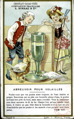 Abreuvoir pour volailles (enfants créant un abreuvoir à partir d'une bouteille)