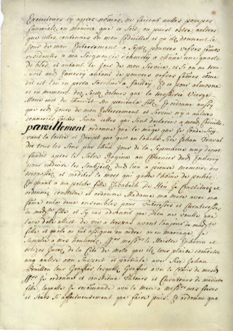 Testament de Nicolas de Heu, seigneur d'Ennery, 26 novembre 1740