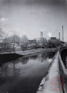 Lorraine-Escaut, usine de Thionville - La cokerie à la hauteur du canal des mines de fer de la Moselle