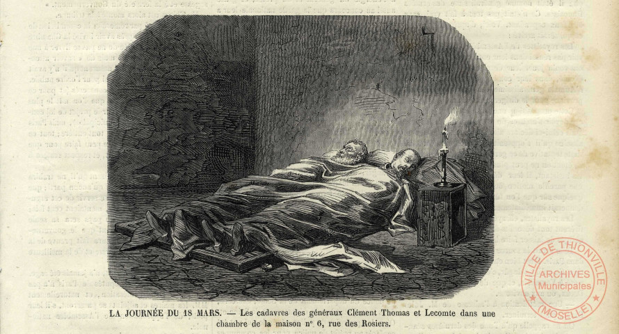 Les cadavres des généraux Clément Thomas et Lecomte - Mort des généraux Clément Thomas et Lecomte