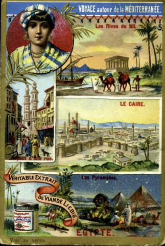 Voyage autour de la Méditerranée - Les rives du Nil - Le Caire - Aspect d'une rue - Les pyramides - Egypte.