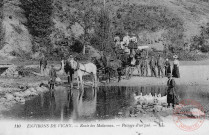 Cartes d'Autrefois (1890-1920) - Loisirs - Environs de Vichy - Route des Malavaux - Passage d'un gué