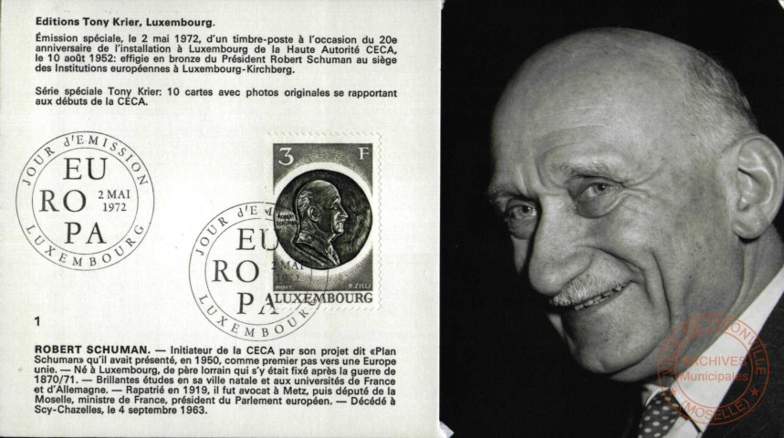 Robert Schuman - Timbre Europa 2 Mai 1972