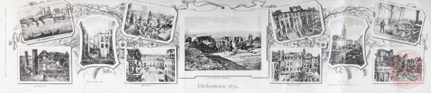 Diedenhofen 1870 (Vues de Thionville en 1870 : La Moselle, le Manège, La porte du Pont, rue Neuve, rue de l'Hôpital, la place du Marché, la place aux Bois, rue de la Tour, rue Brûlée)