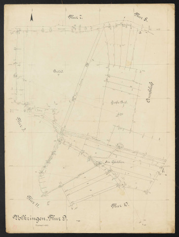 Volkringen, Flur 9 Massstab 1:1000.