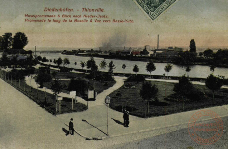 Diedenhofen - Moselpromenade &amp; Blick nach Nieder-Jeutz. / Thionville - Promenade le long de la Moselle &amp; et vue vers Basse-Yutz.