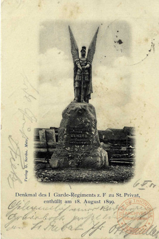 Denkmal des I Garde-Regiments z. F. zu St. Privat enthüllt am 18 August 1899