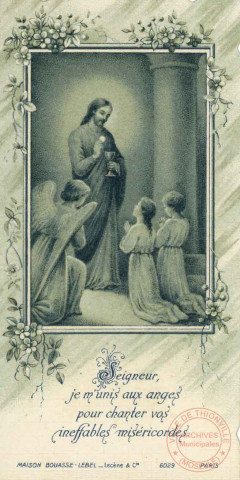 Seigneur, je m'unis aux anges pour chanter vos ineffables miséricordes - Souvenir de ma première Communion Solennelle faite en l'église de Thionville, le 30 mai 1920, Anna Wittig