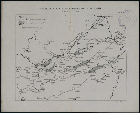 STATIONNEMENT HYPOTHETIQUES DE LA IIe. ARMEE le 10 et le 11 au soir. Carte N°24