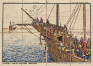 « Christophe Colomb découvre l'Amérique » - Tableaux muraux d'histoire de France d'après le cours Besseise et Lyonnet par A. Carlier. 1ère série : cours élémentaire n°17