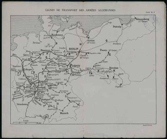 LIGNES DE TRANSPORT DES ARMEES ALLEMANDES. Carte N°5