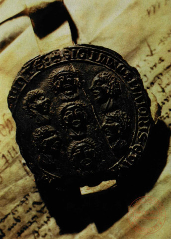 Sceau du maire et des jurés de Beaumont-en-Argonne, 1351. (Trésor des chartes du Comte de Rethel, sceau N° 570)