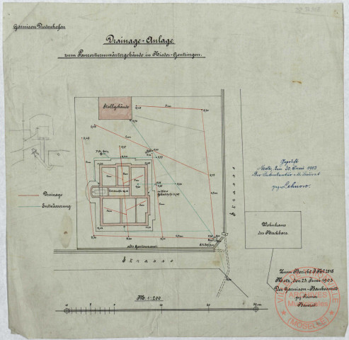 DRAINAGE-ANLAGE ZUM PANZERTURMWÄRTERGEBÄUDE IN NIEDER-GENTRINGEN.