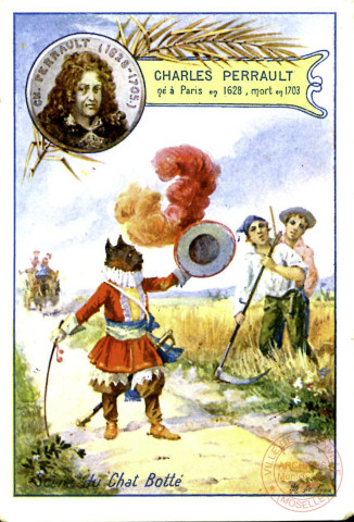 CHARLES PERRAULT né à Paris en 1628, mort en 1703 - Scène du Chat Botté