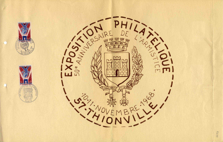 Exposition philatélique 50e anniversaire de l'armistice 10-11 novembre 1968