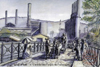 Joeuf d'hier - L'entrée des Forges de Franchepré et le Pont sur l'Orne vers 1900