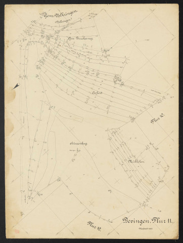Bevingen, Flur 11 Massstab 1:1000.