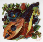 Instruments de musique : lyre et vielle - fleurs