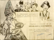 Citation à l'ordre de la République de Montmartre décerné à Mr L. Schmitt conseiller général de l'arrondissement de Thionville
