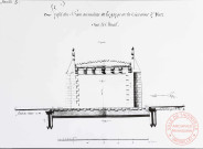 Profil du pont au milieu de la gorge de la couronne d'Yutz sur le canal.