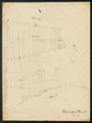 Bevingen, Flur 9 Massstab 1:1000.