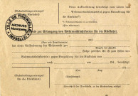 Carte d'identité pour l'obtention des billets de la Wehrmacht pour le voyage de retour