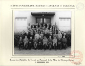 Hauts-fourneaux réunis de Saulnes et Uckange. Remise des médailles du travail au personnel de la mine de Hettange-Grande. 2 décembre 1972.