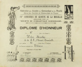 Diplôme d'honneur décerné à WEBER Nicolas de la Société de gymnastique 'l'Avenir Amnéville' en 1923