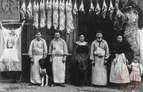 Cartes d'Autrefois (1890-1920) - Commerce, foires et marchés - Paris - Une famille de bouchers