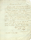 Lettre du général Léopold Sigisbert Hugo au maire de Thionville lui annonçant qu'il a fait publier le 30 avril un arrêté de S.E.M. le maréchal duc de Valmy portant que l'état de siège des places de la 3e division, papier, manuscrit, encre, 2f°, 1er mai 1814.