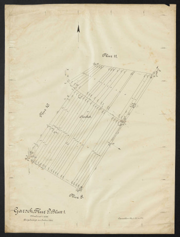Garsch, Flur 9 Blatt 1 Massstab 1:1000. Angefertigt im Jahre 1906.
