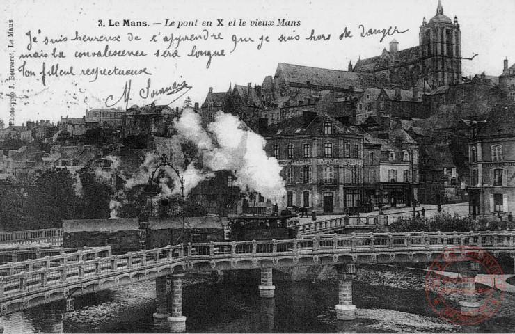 Cartes d'Autrefois (1890-1920) - Transports et communications - Le Mans - Le pont en X et le vieux Mans