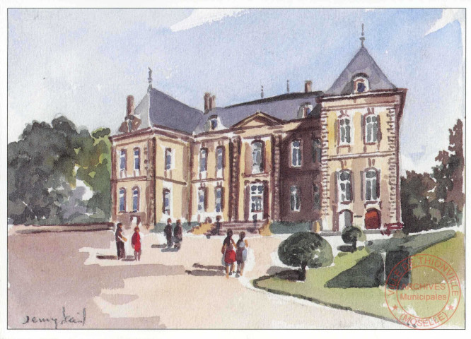 Aquarelle de Rémy Kail - Château de la Grange : Manom