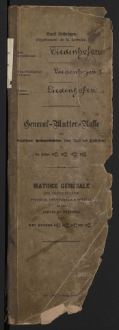 Matrice générale des contributions foncières personnelle mobilière et des portes et fenêtres (1882-1886)