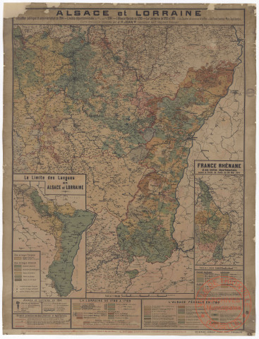 ALSACE ET LORRAINE. SITUATION POLITIQUE ET ADMINISTRATIVE EN 1914. LIMITES DEPARTEMENTALES ANTERIEURES ET POSTERIEURES A 1914. L'ALSACE FEODALE EN 1789. LA LORRAINE DE 1766 A 1789