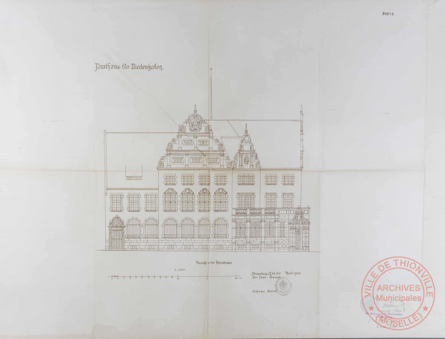 [Plan de la Poste de Thionville en 1908]